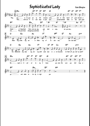 Sophisticated Lady Sheet Music with Chords for Piano (Solo) Easy