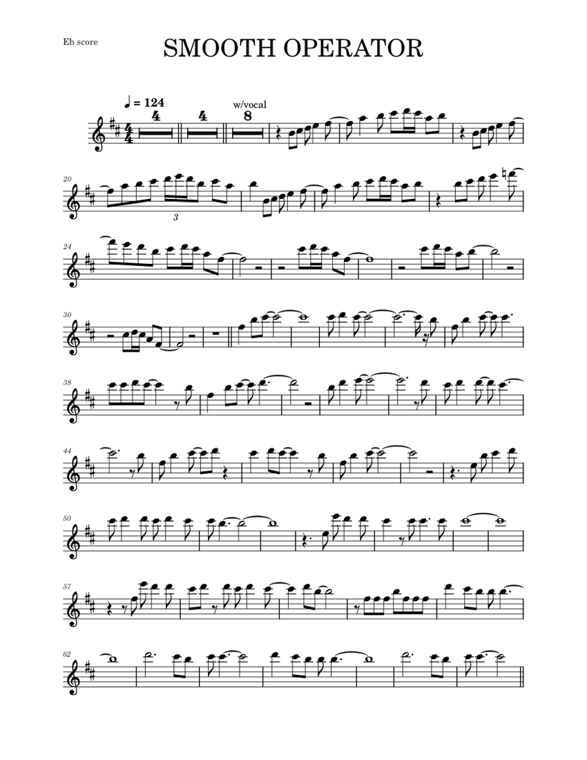 Smooth operator (RMX) Sade Alto Sax Sheet music for Saxophone alto