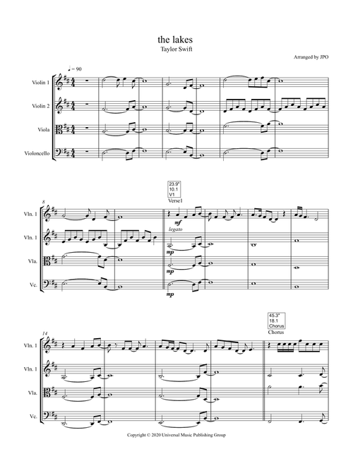 The Lakes (Arr. Joseph P. O.) - Taylor Swift (String Quartet)