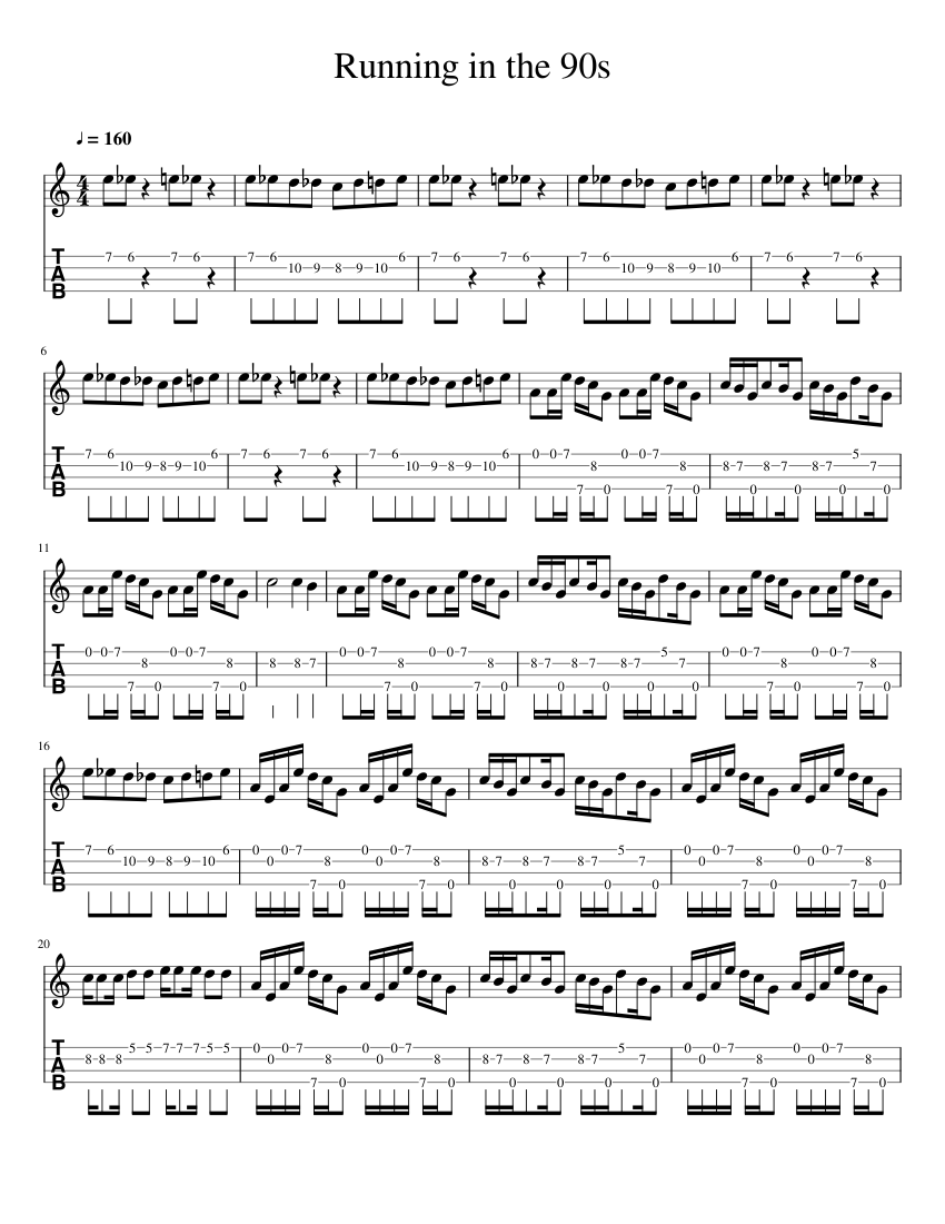 Running In The 90 s Guitar Tab