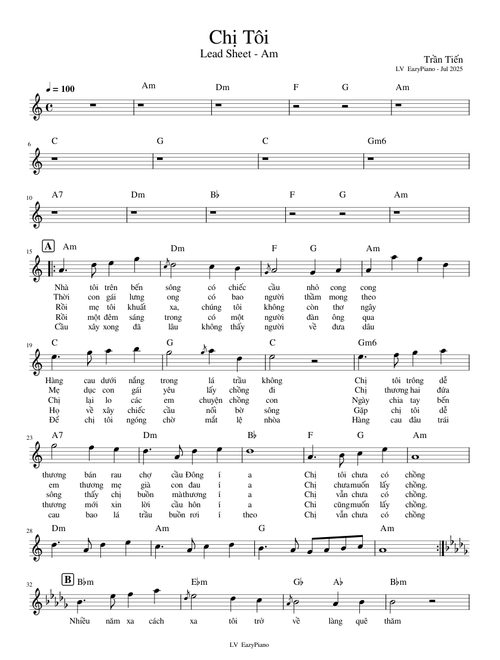 P-03 - Am - Trần Tiến - Chị Tôi - Lead Sheet - Am