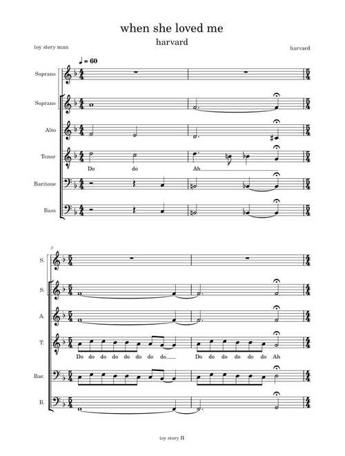 when she loved me - harvard din and tonics arrangement