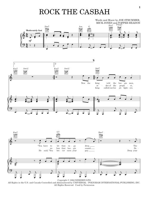 Rock The Casbah - The Clash (Piano-Vocal-Guitar)