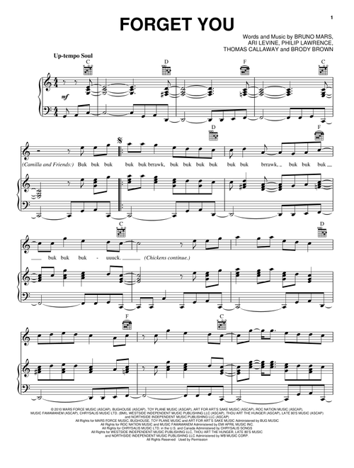 Forget You - The Muppets, Cee Lo Green, The Muppets (Movie) (Piano-Vocal-Guitar)