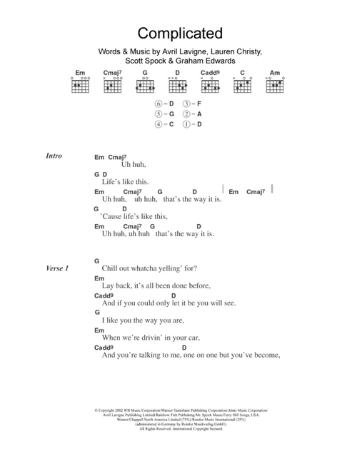 Complicated - Avril Lavigne (Guitar Chords-Lyrics)