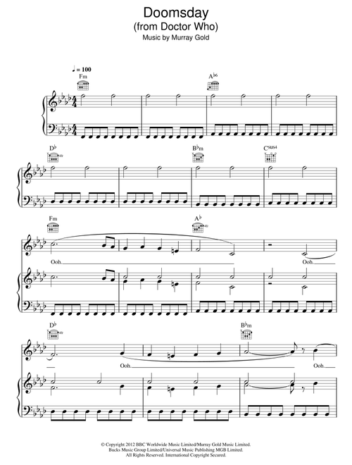 Doomsday (from Doctor Who) - Murray Gold (Piano-Vocal-Guitar (Piano Accompaniment))