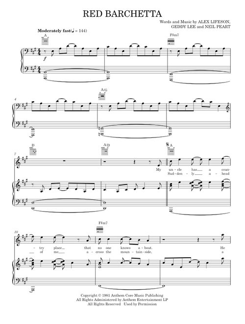 Red barchetta - Rush (Piano-Vocal-Guitar)