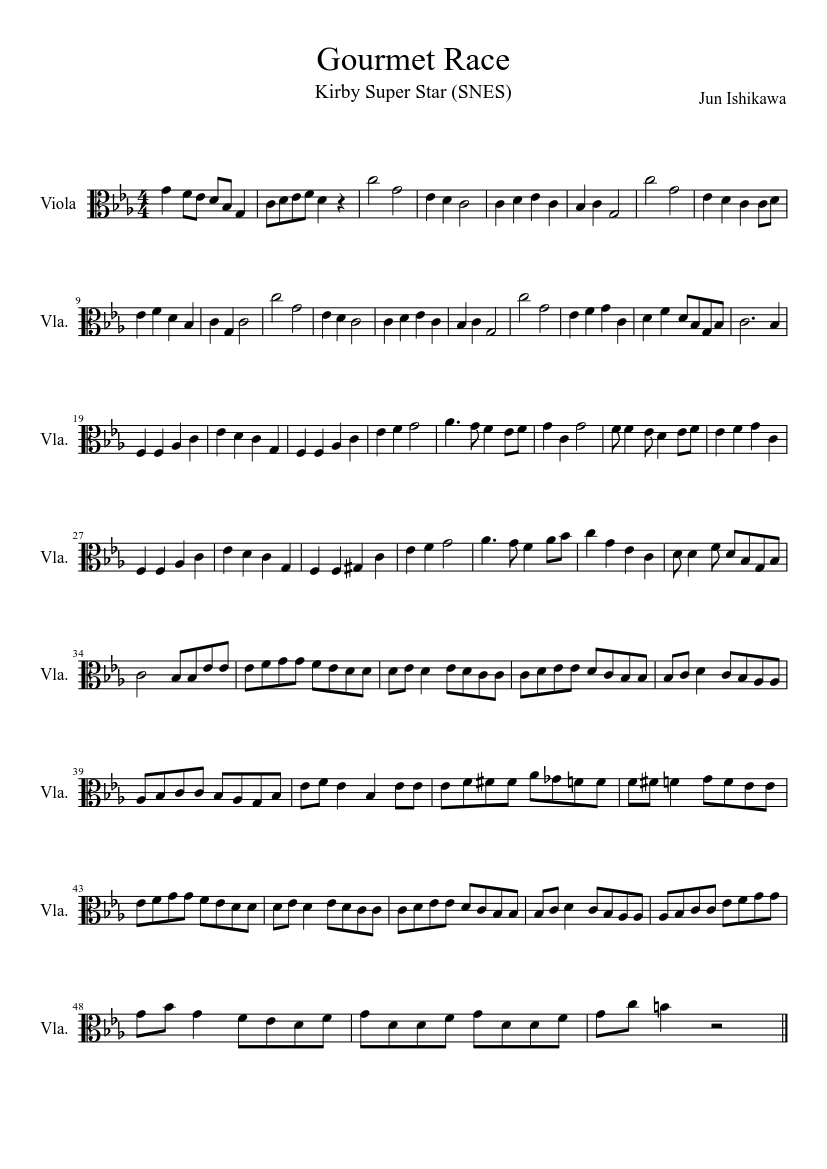 Gourmet Race - Kirby Super Star Sheet music for Viola (Solo) 