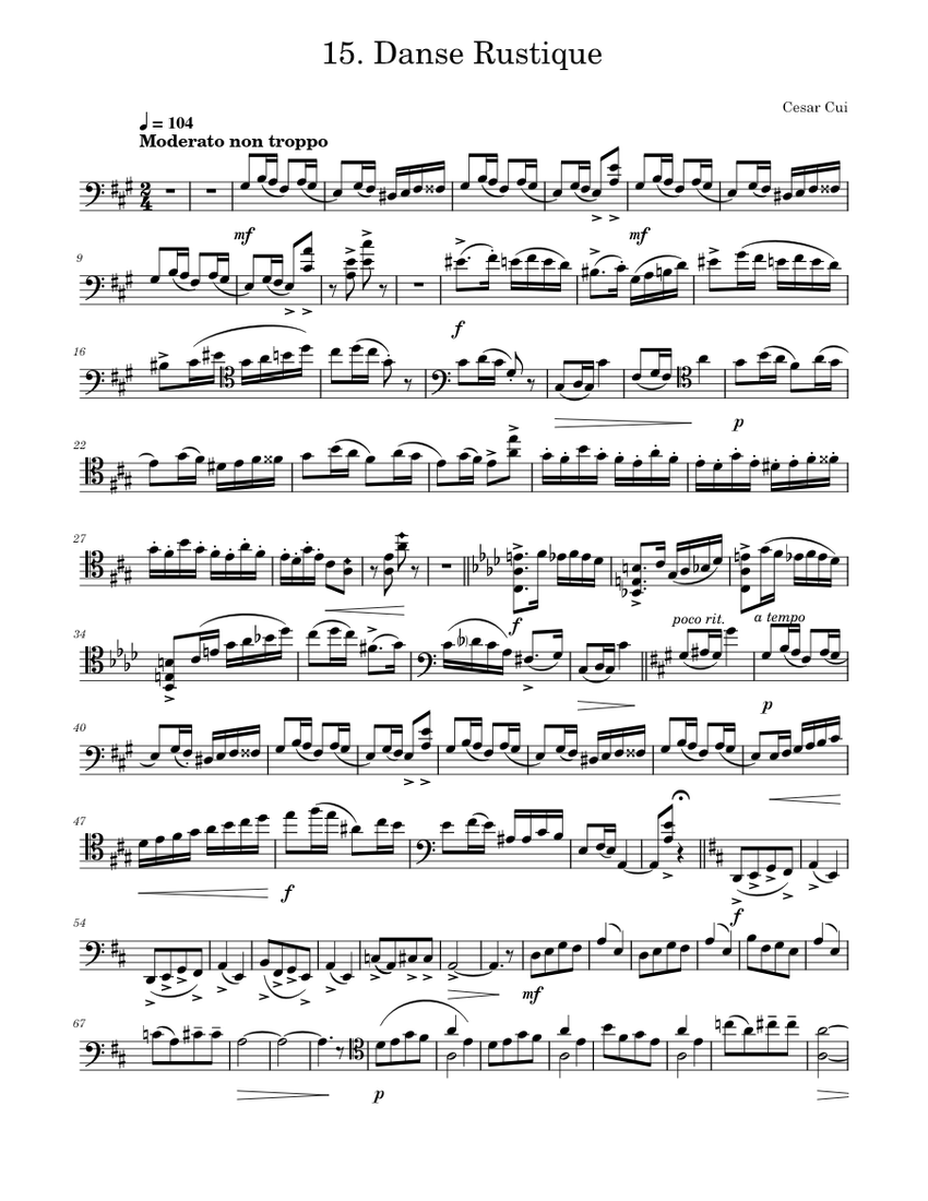 Kaleidoscope, Op.50 – César Cui 15. Danse Rustique Cello