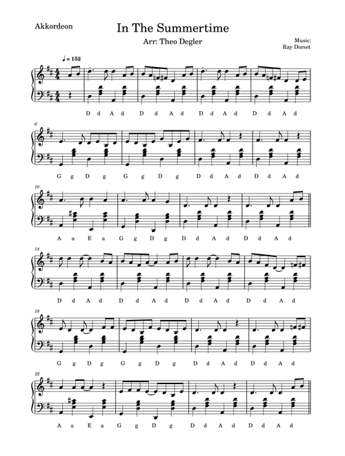 In The Summertime (Arr. Theo Degler) - Mungo Jerry (Accordion)