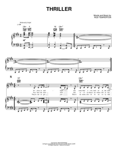 Thriller - Michael Jackson (Piano-Vocal-Guitar)