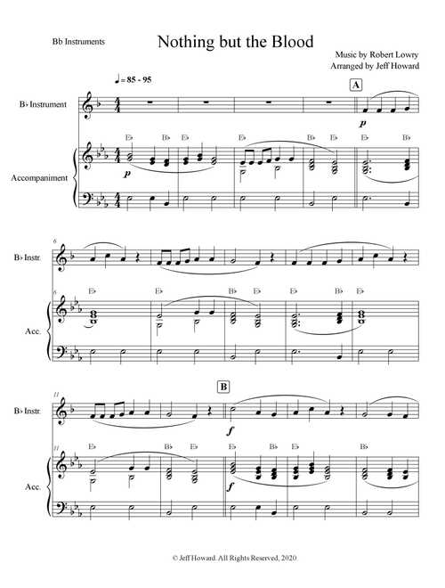 Nothing But the Blood (Bb Instrument and Accompaniment) (Arr. Jeff Howard) - Robert Lowry (Small Ensemble)