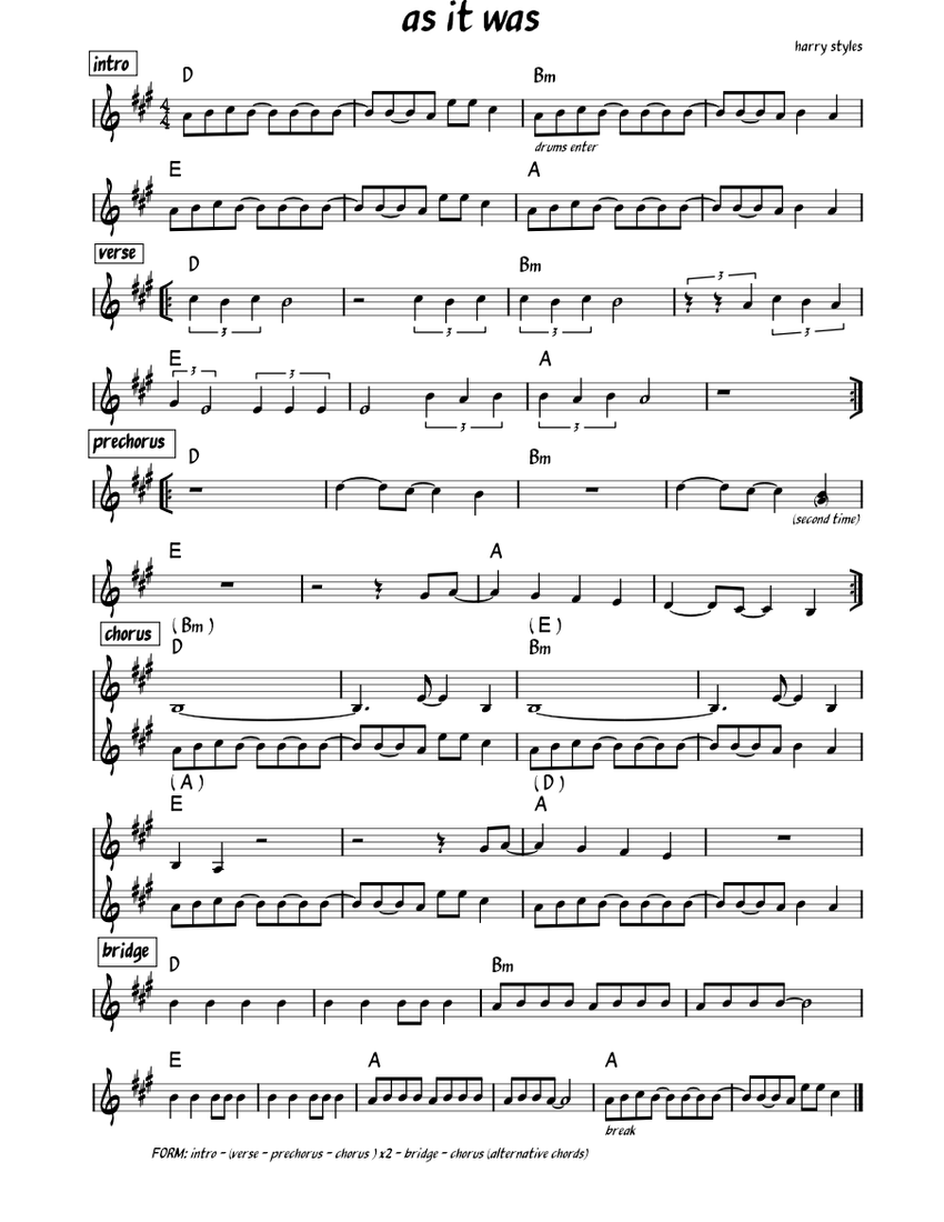 Lyrics Of The Song As It Was