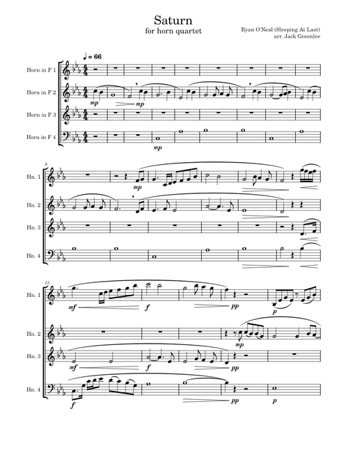 Saturn (Sleeping At Last) - Horn Quartet