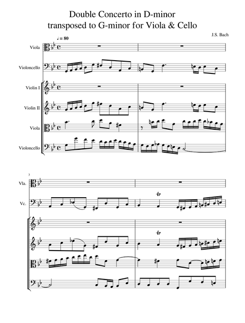 Transposed for Viola & Cello - Bach Double Violin Concerto in D minor BWV1043 Vivace