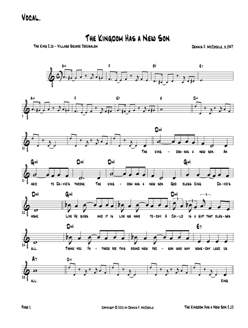 The Kingdom Has A New Son (Cast) from "The Kings" - ACT 2:Song 10 - McCorkle, Dennis F. (Choral, SATB)