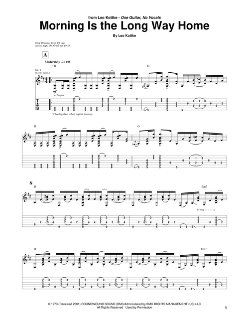 Morning Is The Long Way Home - Leo Kottke (Guitar Tab)