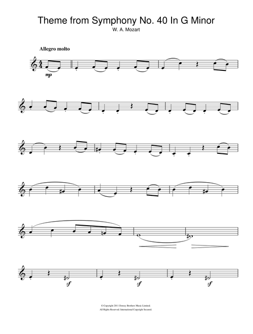 Symphony No. 40 (Theme) - Wolfgang Amadeus Mozart (Clarinet Solo)