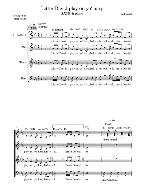 Little David Play On Yo' Harp (Arr. Margot Kiis) - Traditional (Choral, SATB)