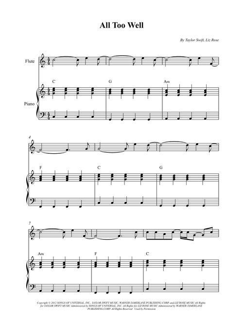 All Too Well (Arr. Wesley S. SIlva) - Taylor Swift (Flute and Piano)