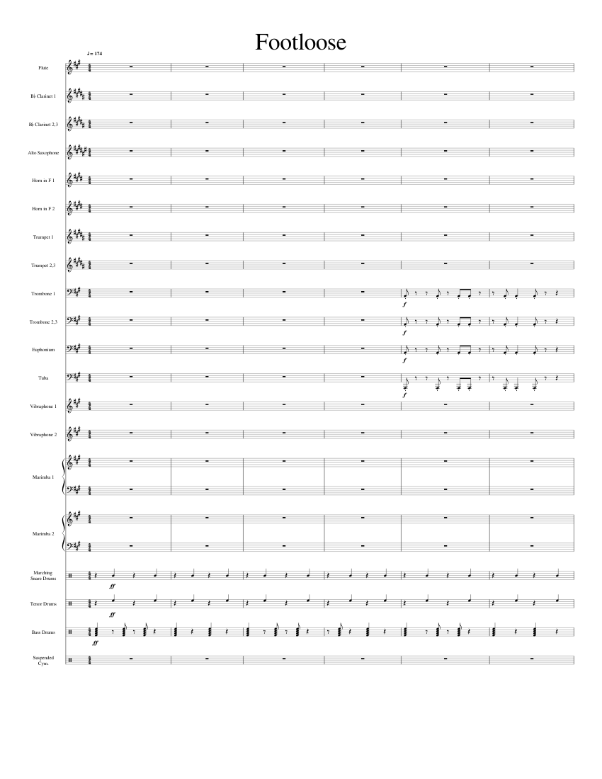 Footloose Sheet Music for Trombone, Euphonium, Tuba, Flute & more