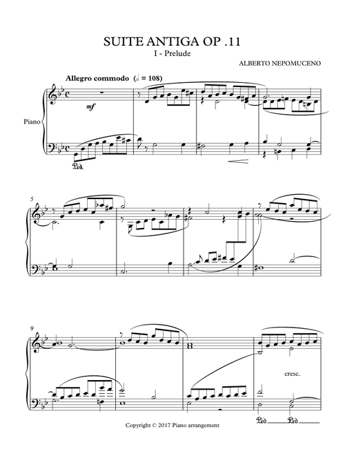 SUITE ANTIGA OPUS 11 (Arr. Globrazil) - Alberto Nepomuceno (Piano Solo)