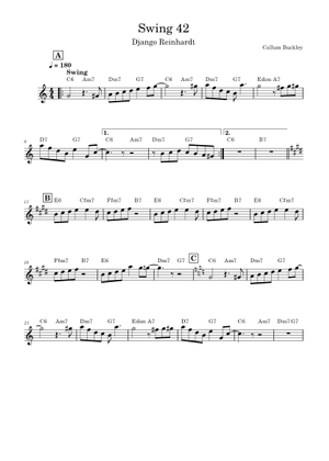 Play Official version of Swing 42 Sheet Music by Django Reinhardt