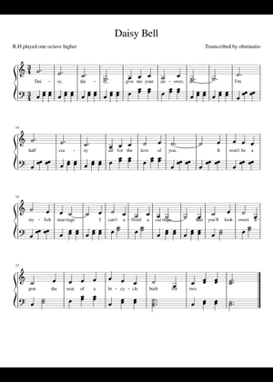 Daisy Bell – from the Amazing Digital Circus Sheet Music for Piano ...