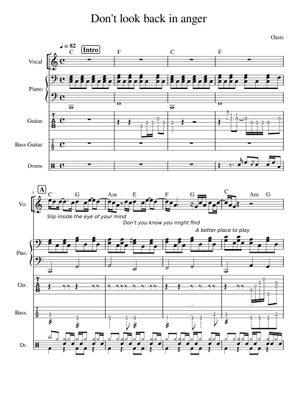 Play Official version of Don't Look Back In Anger Sheet Music by