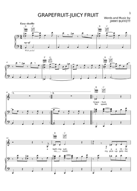 Free Grapefruit-Juicy Fruit by Jimmy Buffett sheet music
