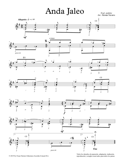 Anda Jaleo (Arr. José Hernán Navarro Sánchez) (Solo Guitar)