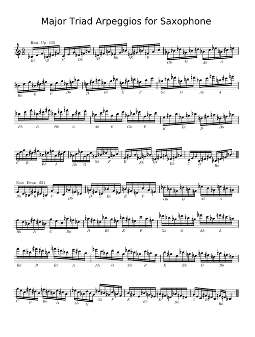 Chromatic Major Triad Arpeggios with Inversions for Saxophone