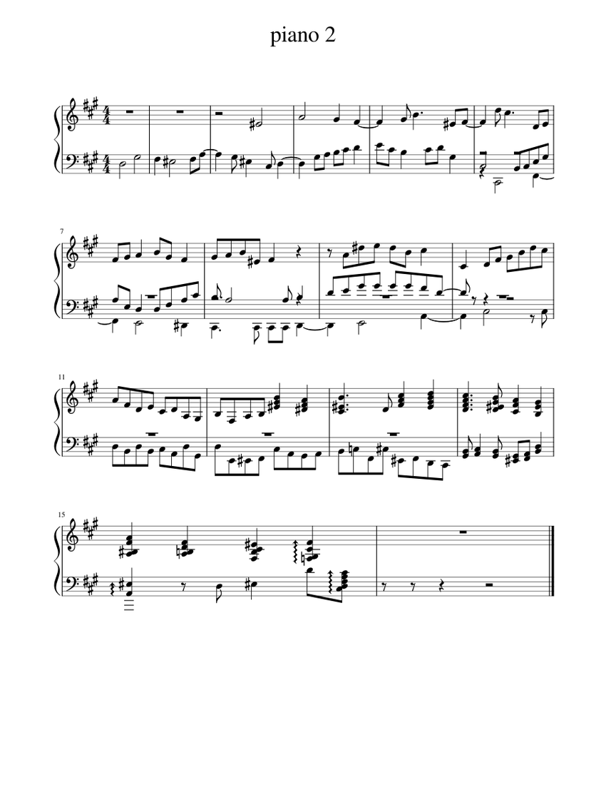 Piano 2 Sheet music for Piano (Solo) Easy | Musescore.com