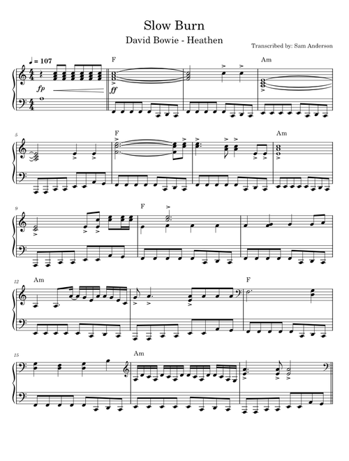 David Bowie Piano Solos sheet music by Victim of the Transcription