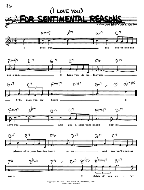 (I Love You) For Sentimental Reasons - Nat King Cole (Real Book - Melody-Chords-Lyrics)