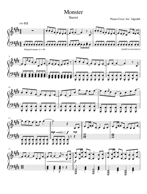Monster - Starset - Piano Cover (3dgrabb)