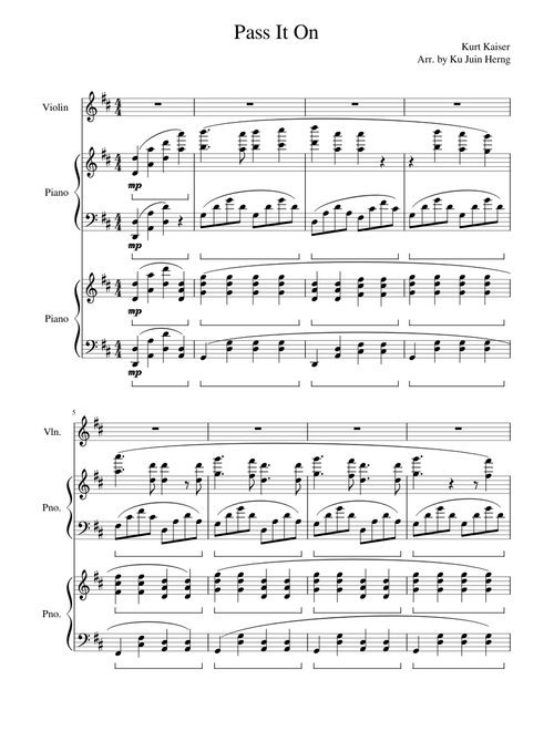 Pass it on – Kurt Kaiser Piano/violin arrangement