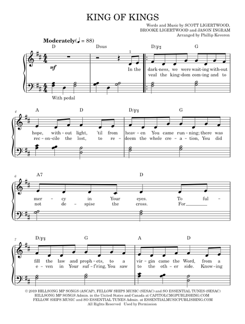 King of kings - Hillsong Worship (Easy Piano)