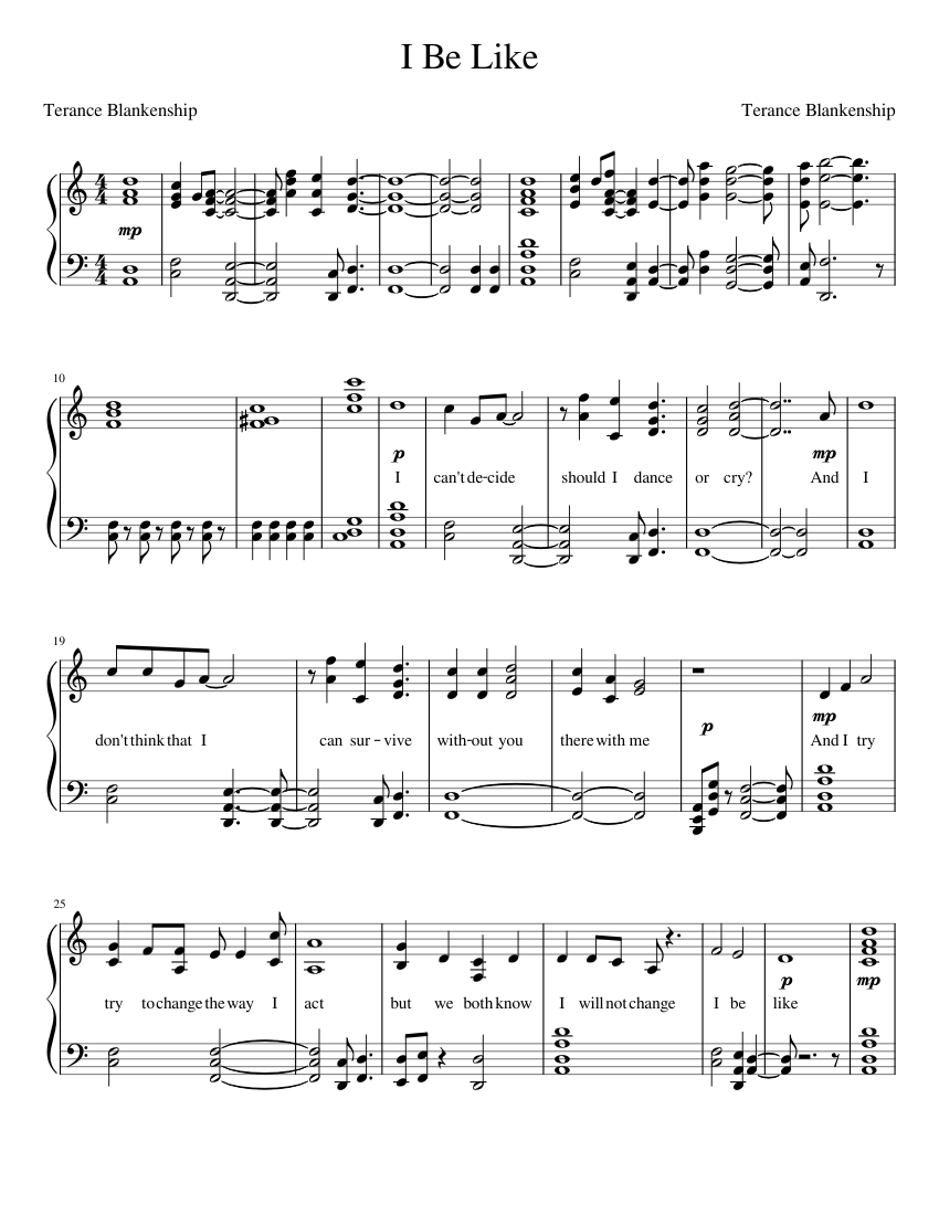 I Be Like Sheet music for Piano (Solo)