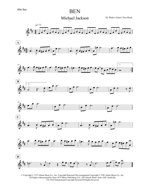 Ben (Arr. Leo Silva) - Michael Jackson (Alto Sax Solo)