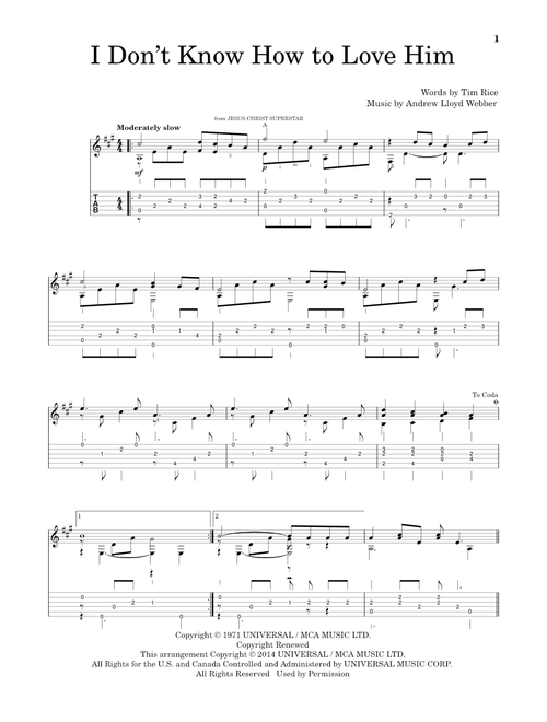 I Don't Know How To Love Him (Arr. Mark Phillips) - Helen Reddy (Solo Guitar)