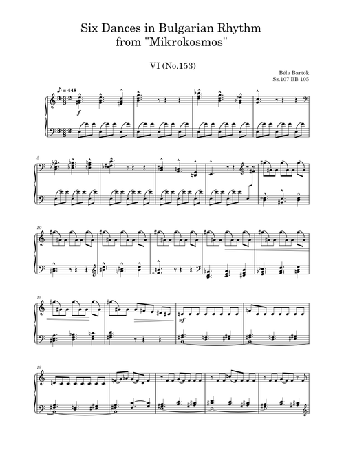 Six Dances In Bulgarian Rhythm No.6, from "Mikrokosmos", Sz.107 BB 105 – Béla Bartók