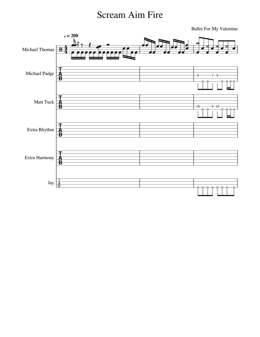 Scream Aim Fire - Bullet For My Valentine Sheet Music and Tab for