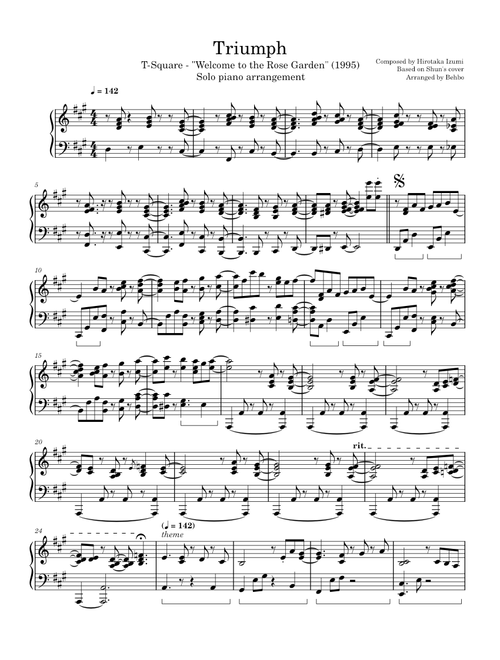T-Square fusion band transcriptions sheet music by Behbo