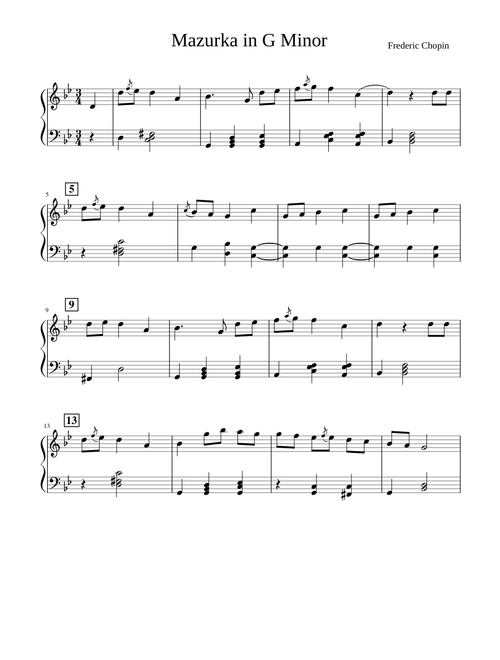 Mazurka in G Minor Opus 67 No 2