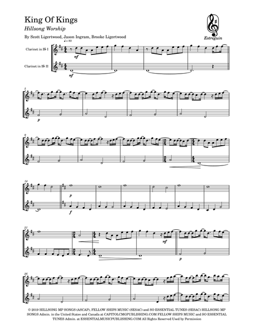 King Of Kings (Arr. Estreguin) - Hillsong Worship (Clarinet Duet)