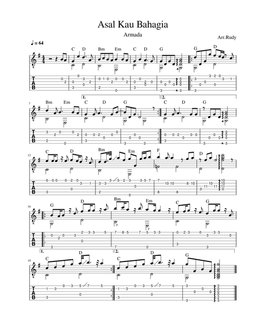 Asal Kau Bahagia - Armada  - Gitar Fingerstyle