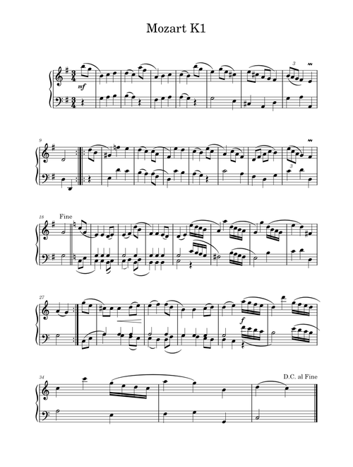 Minuet In G Major, K.1/1e – Wolfgang Amadeus Mozart