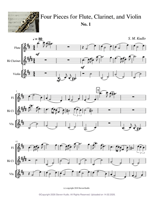 Four Pieces for Flute, Clarinet, and Violin; complete set – Stefanokud