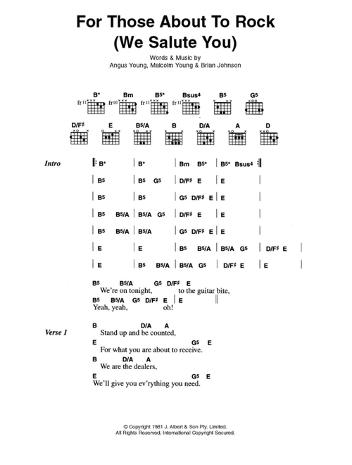 For Those About To Rock (We Salute You) - AC/DC (Guitar Chords-Lyrics)